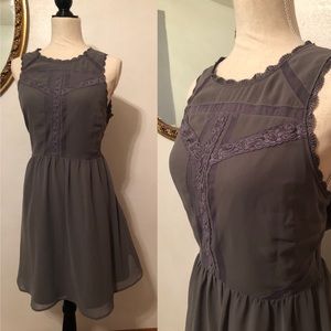 NWT Grey Chiffon and Lace Dress